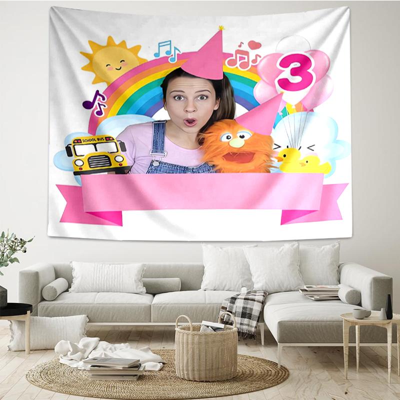 Ms.-Rachel Print Tapestry, Backdrop, Easy Setup, Ideal for Bedroom, Office & Living Room, with Aesthetic Wall Hanging Decor.