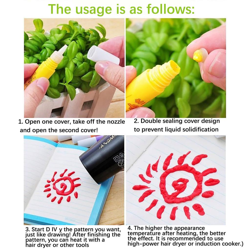 Ручки для рисования попкорна «сделай сам», волшебные пухлые ручки, 6-цветная пухлая пузырьковая ручка Puffy 3D Art Pen, креативные маркеры для детей, рисование и раскрашивание, 60 мл