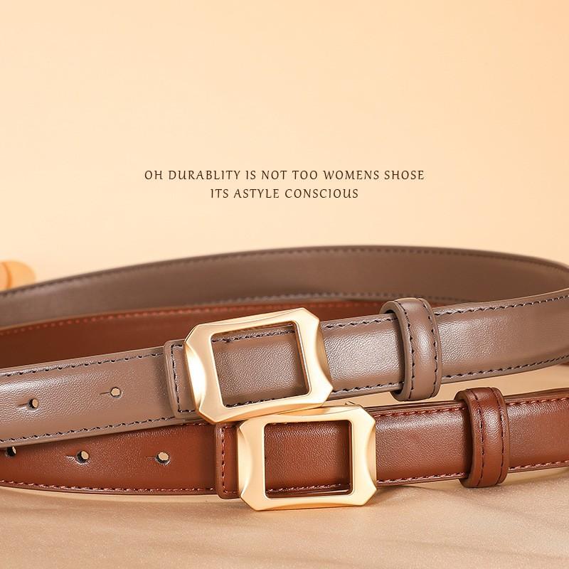 Womens Genuine Leather Belt Jeans Versatile Smooth Buckle Waist Strap