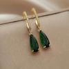 Fashionable Banquet Elegant Emerald Cubic Zirconia Earrings, High-end Inlaid  Wedding Style Swaying Zircon Accessories