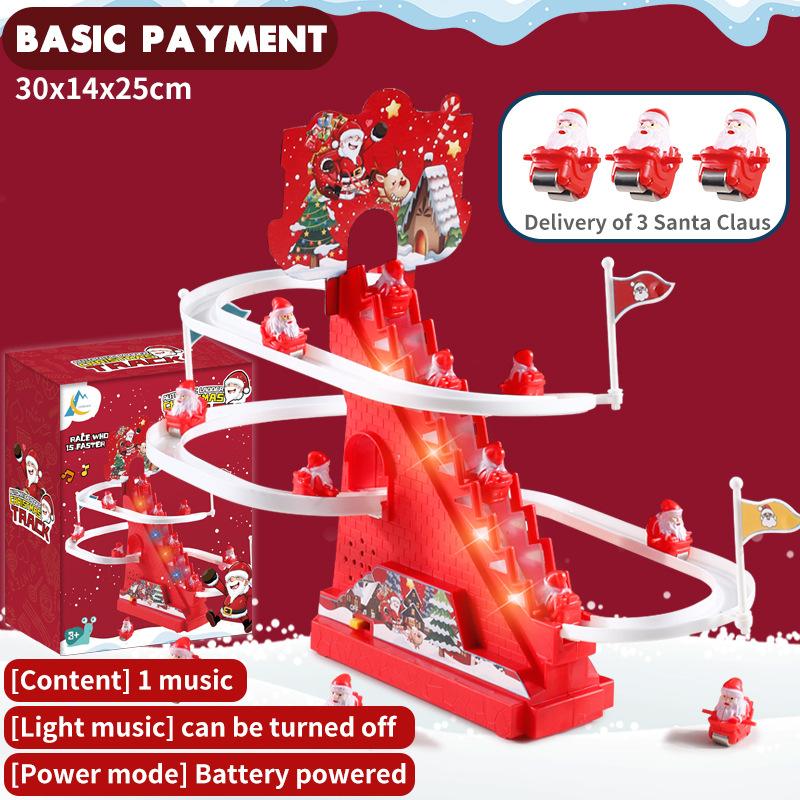 Electric Santa Claus Climbing Stairs Remote Control Track Slide Early Education Puzzle Christmas Toys Children's Gifts