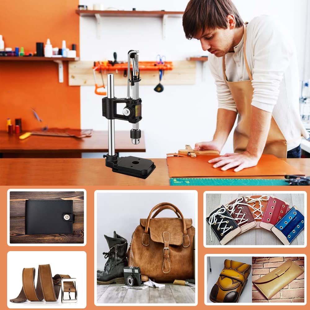 Jvedo Hand Press Machine Leather Craft Hand Press Leatherwork Drilling Punch Hand Press Body Drill Chuck PP Board Diamond Perforation Eyelet Punching