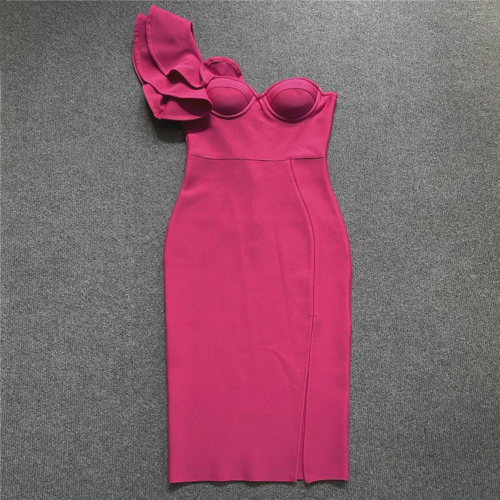 2023 Summer One-Shoulder Ruffle Bandage Dress - Sexy Slim Party Wear