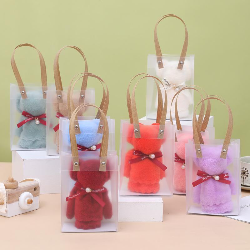 Полотенце из кораллового флиса с ананасовой сеткой и маленьким мишкой - 30*30, подарок для вечеринки