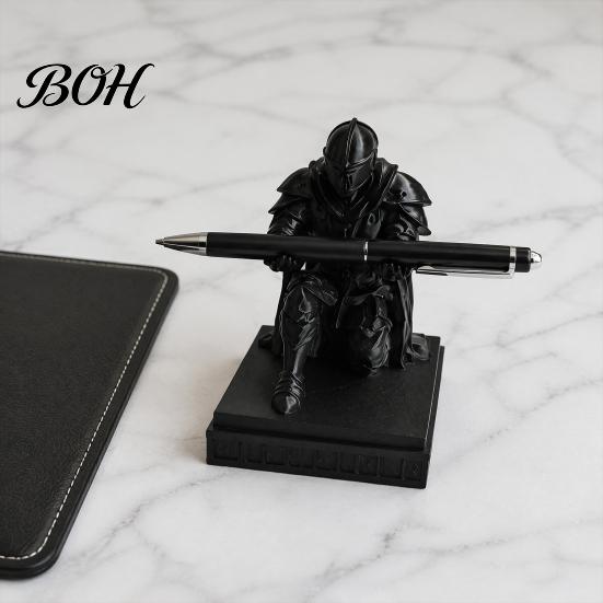 Office Desk Accessories Knight Pen Holder Organizer, 3D Printed Medieval Armor Figurine, Unique Desktop Decoration Pencil for Decor, Creative Gift Men