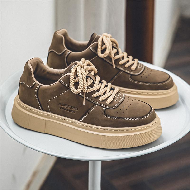 Fashion Men Casual Leather Sneakers Autumn New Lace Up Designer Comfortable Trend Board Shoes for Men Breathable Sneakers Running Shoes