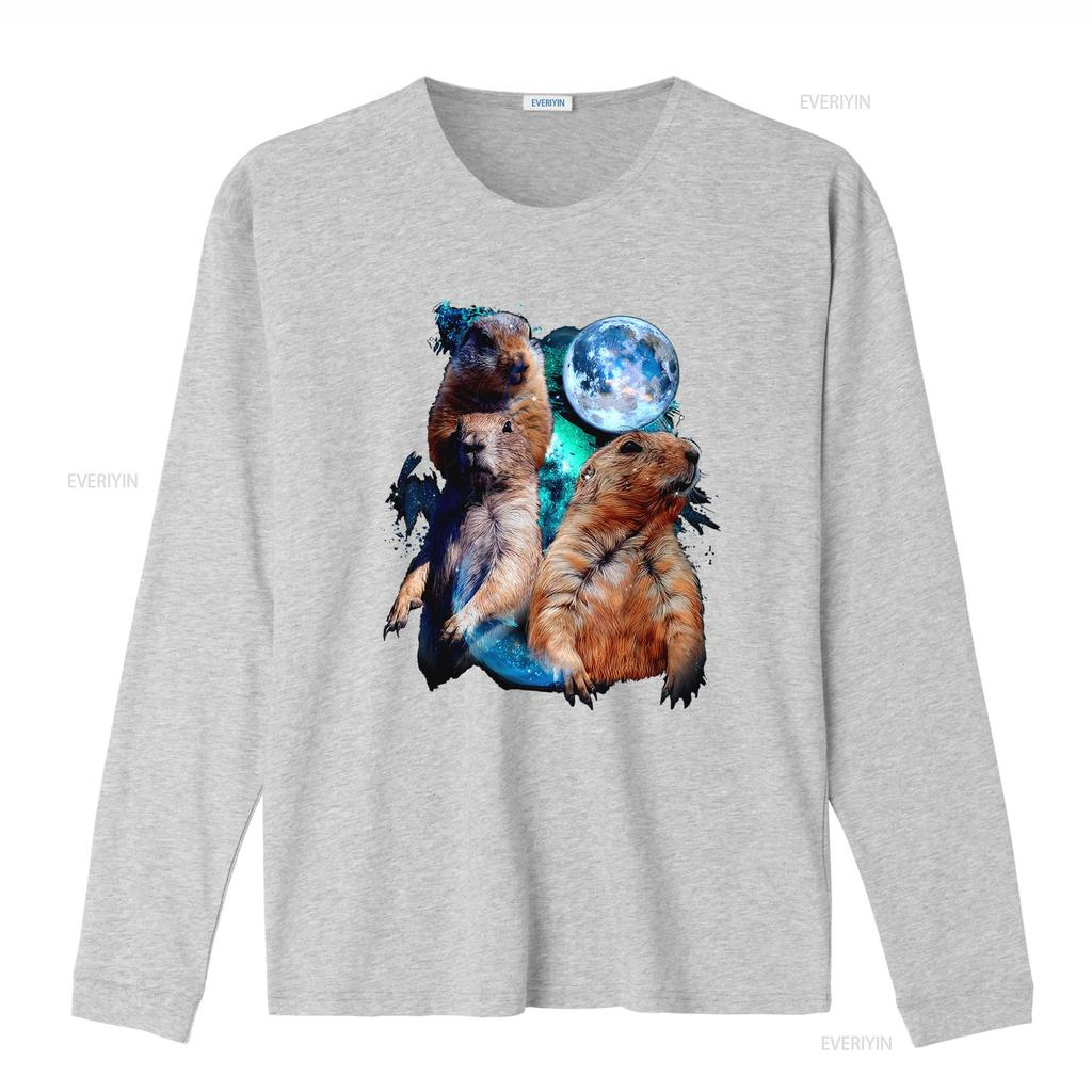 Unique 3 Moon Prairie Dog Art T Shirt Perfect for Rodent Squirrel Puppy Lovers vintage Washed Unisex designer clothes Stylish