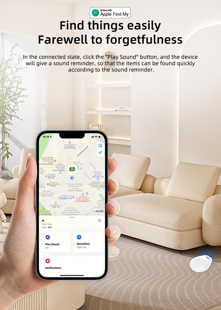 Dual-System Classic Tracker GPS Finder for IOS Android Works with Find My & Google Find Hub No Monthly Fee