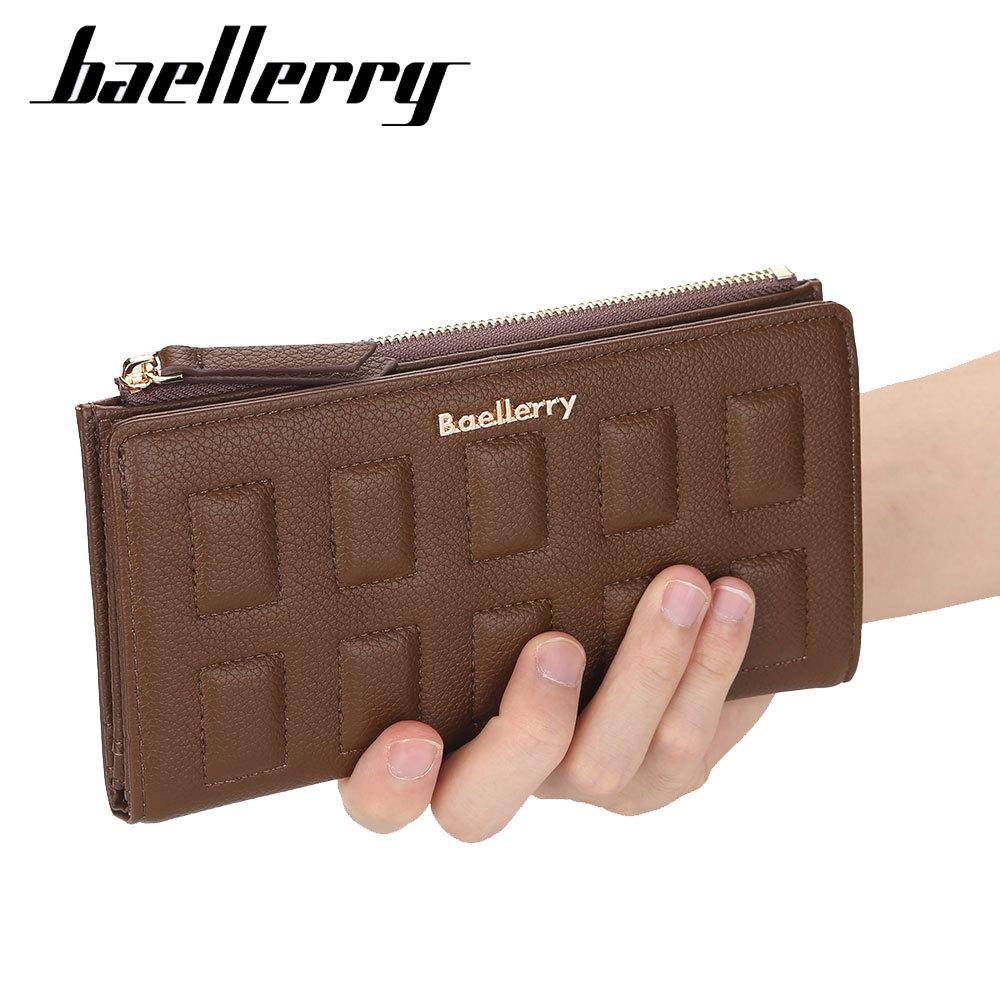 Baellerry Women's Long Purse Zipper Wallet Multi-functional Cell Phone Bag Korean Style Coin Purse PU Leather Clutch Bag Fashion Billfold