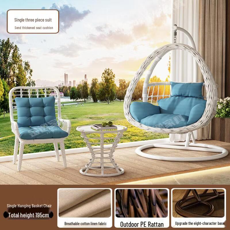 Outdoor Rattan Hanging Chair with Coffee Table