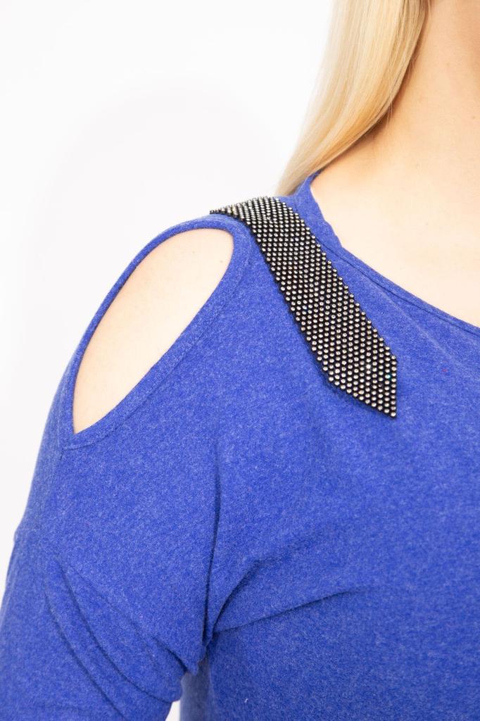 Женская блузка большого размера, зеленая блузка больших размеров на одно плечо с глубоким вырезом, украшенная камнями