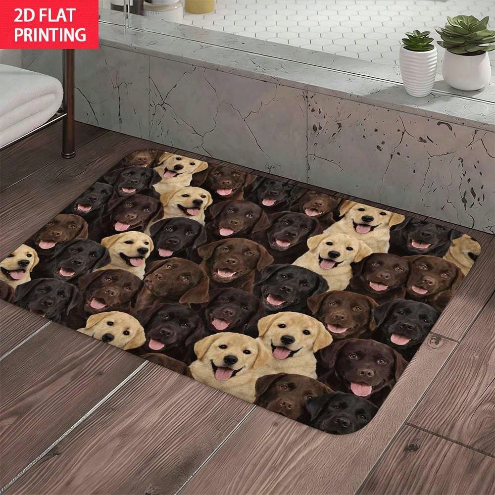 Labrador Retriever Rug Suitable For Bathroom, Kitchen & Entryway - Non-Slip Water Absorbent Floor Mat With Adorable Labrador Puppy, Washable Soft Suit