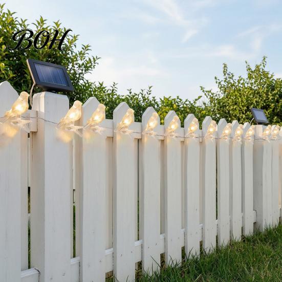 Weatherproof Solar Light Chain Bird String Lights, Outdoor Waterproof Garden Light, Warm Lights Glow LED for Patio Balcony Lawn Decor Celebration