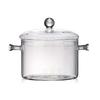 Glass Pasta Noodles Bowls Heat Resistant Glass Cooking Pot with Lid Sauce Pan for Soup Pasta Baby