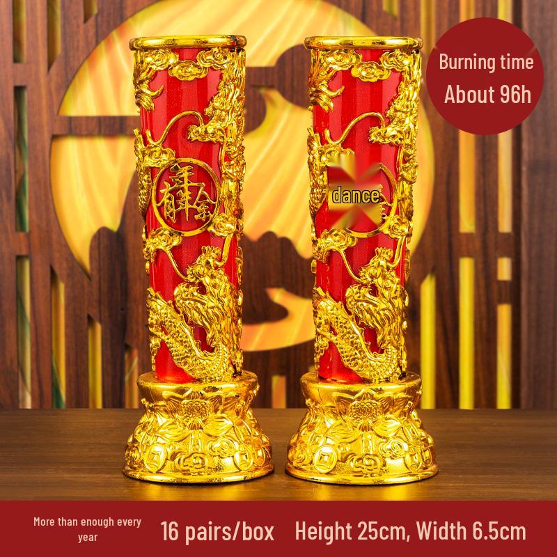 Smokeless Crystal Candle for Buddha Offerings, Housewarming, or New Year Celebrations - Windproof Red Butter Lamp