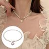 Pearl Choker Necklaces Women Pearl Chain Love Heart Clavicle Faux Sweater Necklace Accessories for