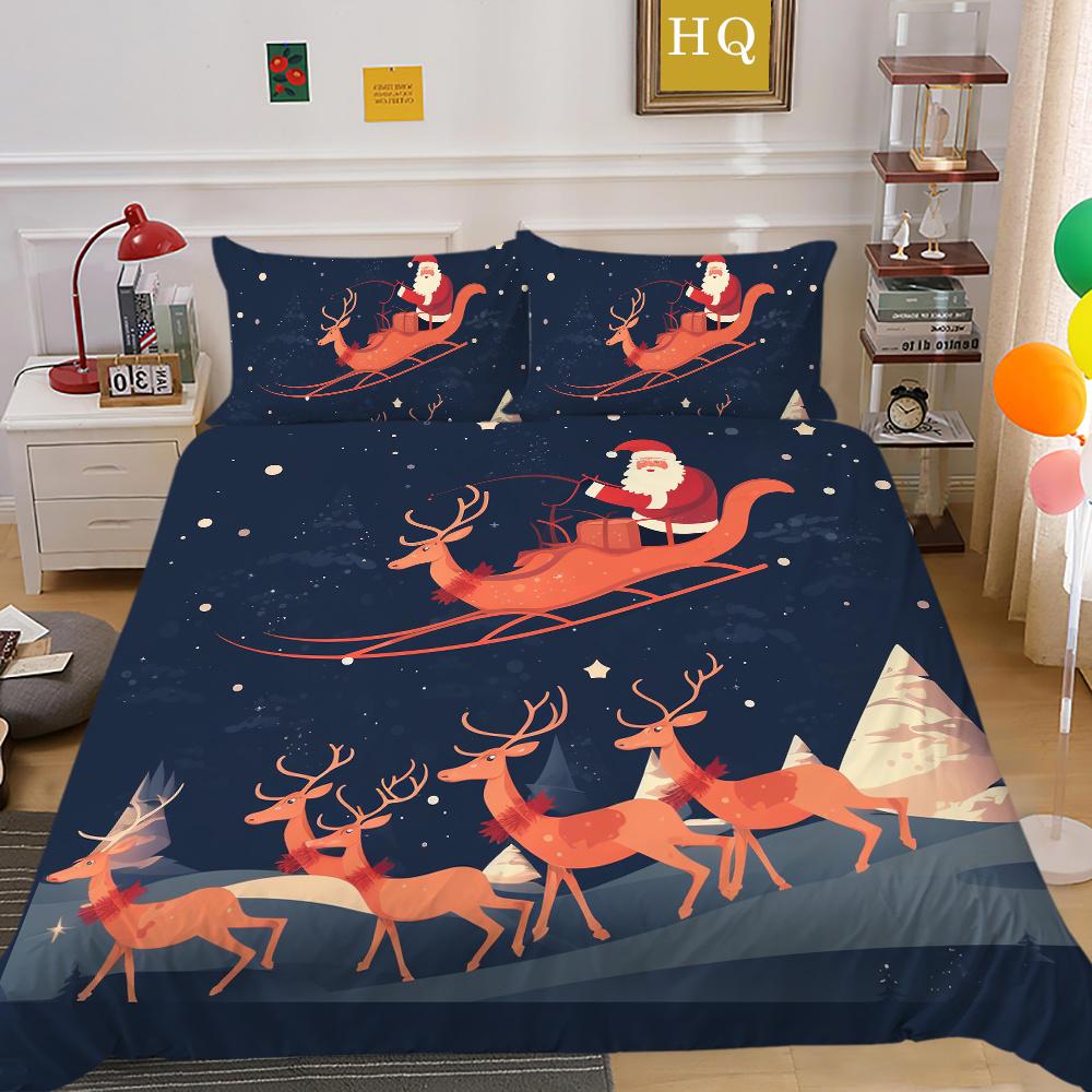 Комплект постельного белья из микрофибры с 3D рождественской печатью, полноразмерный комплект постельного белья из микрофибры, высококлассные милые покрывала