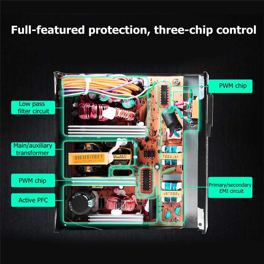 США Штекер Макс. 900 Вт RGB LED Бесшумный Вентилятор Блок Питания ATX 20pin SATA Для ПК Компьютера