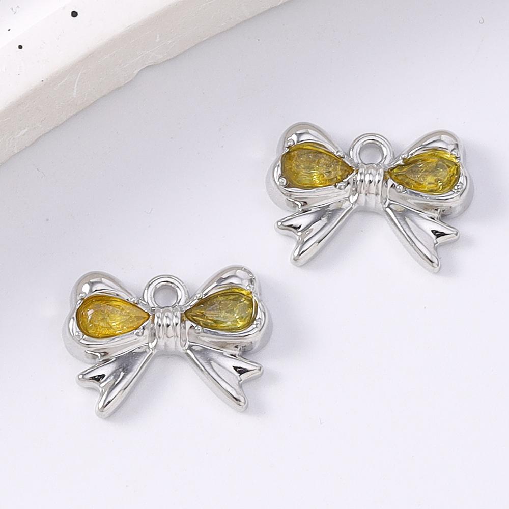 5pcs Cute Crystal CZ Bowknot Charms Pendants for Jewelry Making Necklace Earrings Bracelet DIY Handmade Accessories Supplies