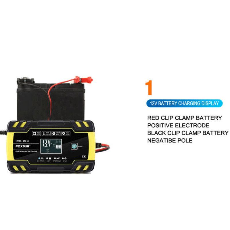 12V 8A/24V 4A Автомобильное зарядное устройство 3 этапа автоматической зарядки для свинцово-кислотного грузовика, мотоцикла