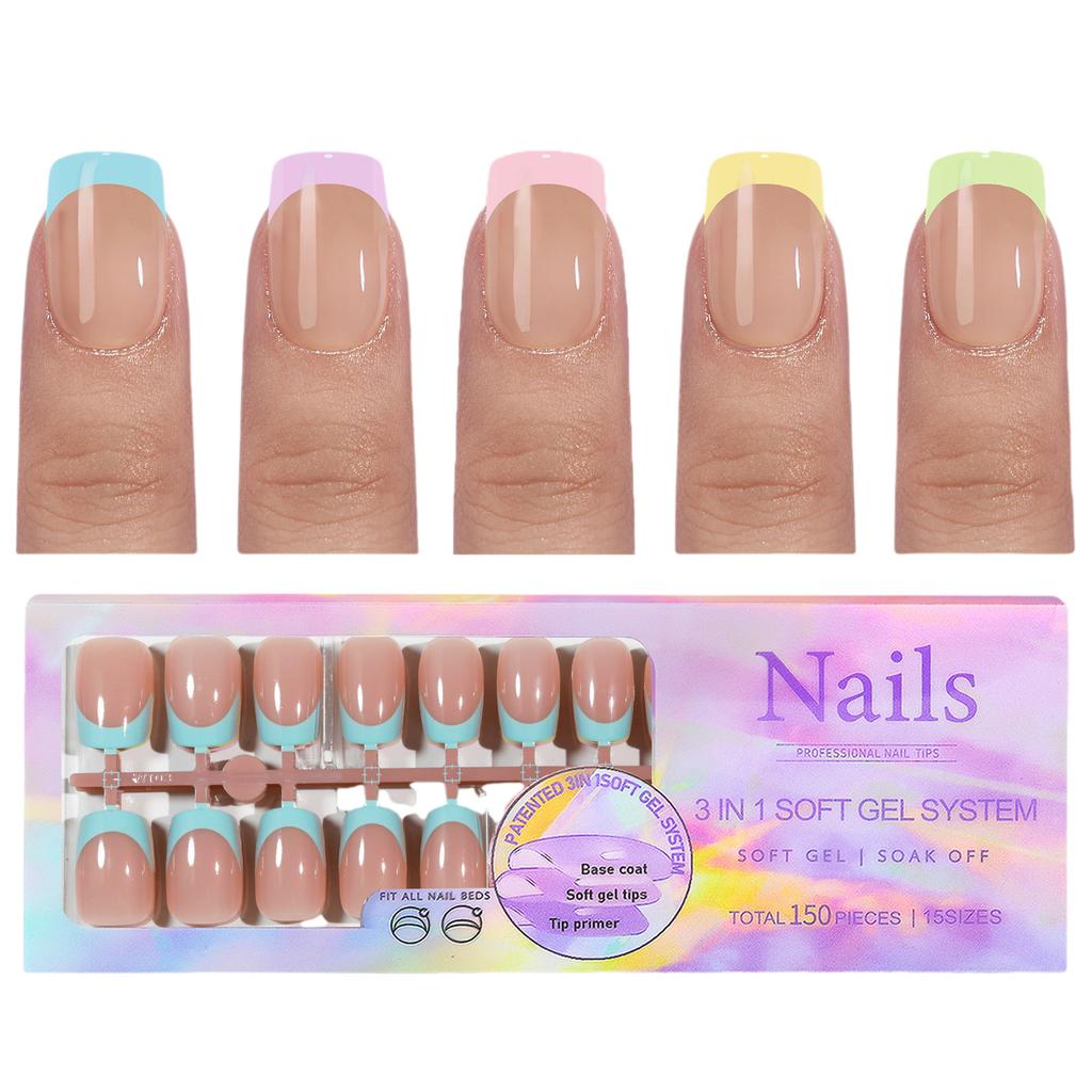 Накладные ногти с французским типом Съемные накладные ногти Накладные ногти с полным покрытием Искусственные накладные ногти Маникюрные принадлежности