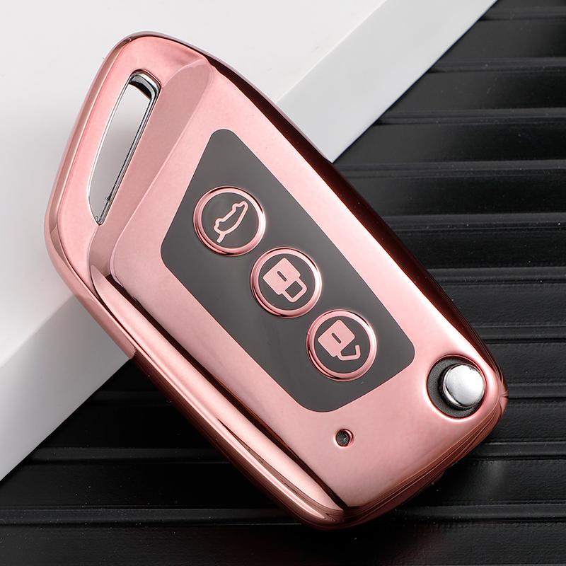Soft TPU Car Key Case Cover Shell Sleeve Protector Holder Accessories for Baojun Wuling Hongguang Key Rings Keychain Bag