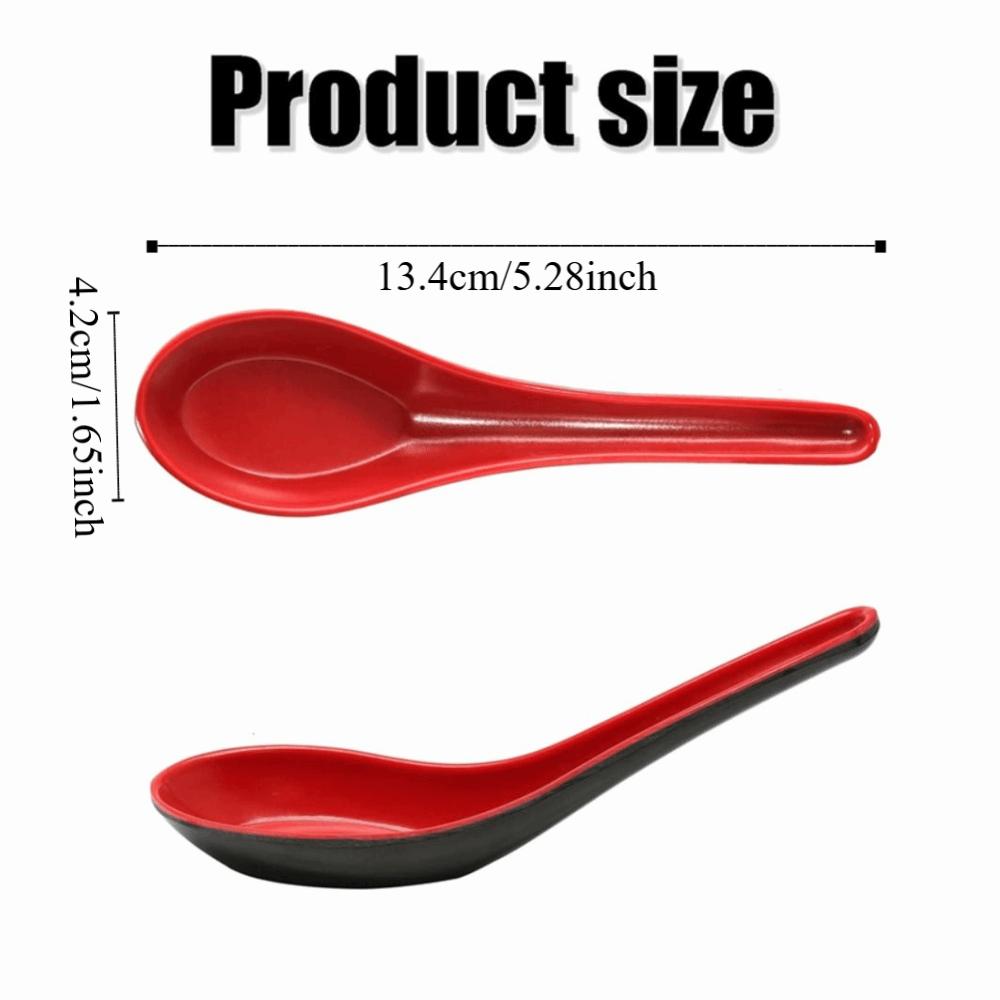 2pcs Japanese Style Melamine Red Black Soup Spoon Long Handle Dinner Spoon Dishwasher Safe
