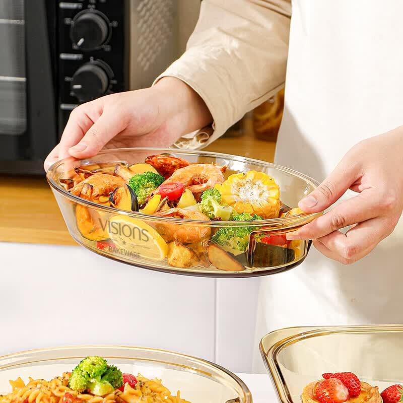 Corning Amber Glass Oval Roasting Dish, 2.8L