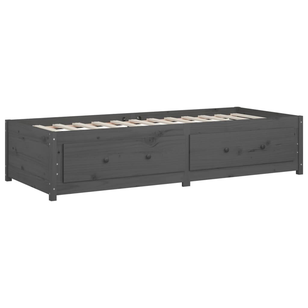 Daybed Gray 90 x 200 cm Solid Pine Wood