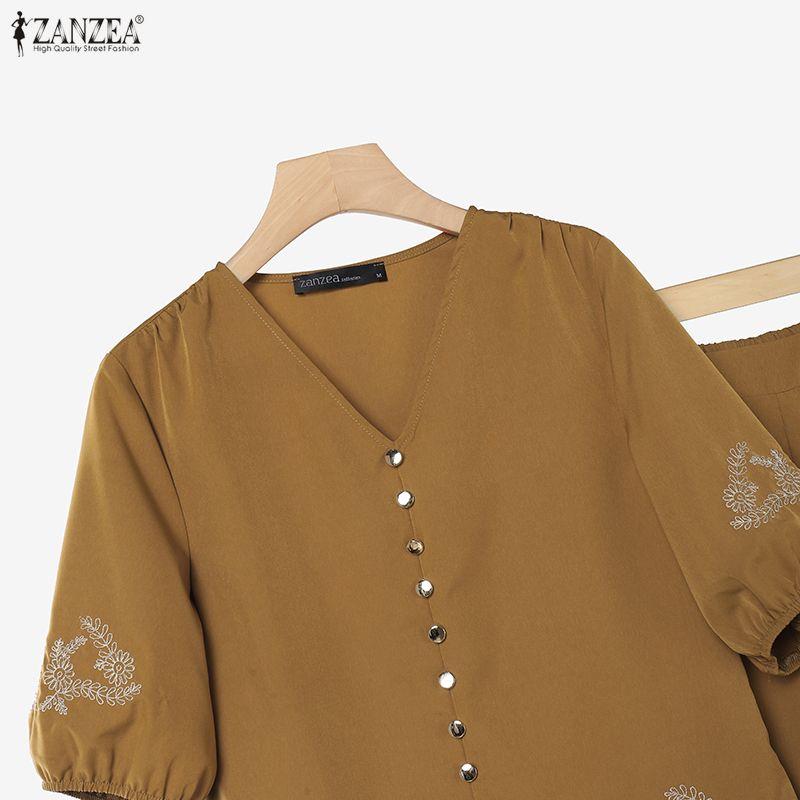 ZANZEA Женская блузка с рукавом три четверти и брюки, повседневные костюмы-двойки