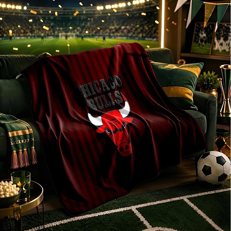 Chicago-Bulls Logo Throws Blanket Flannel Blankets Plush for Couch Bed Gifts for Men Women Travel picnic blanket Christmas fan gifts