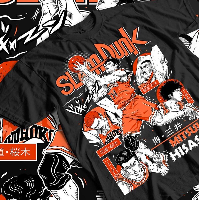 Унисекс футболка Slam Dunk из плотного хлопка - Футболка с баскетбольным принтом, Спортивная одежда для фанатов, Подарок для спортсменов, Повседневная футболка, Аниме мерч