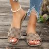 Denim Slippers for Women Shoes Flat Sandals Peep Toe Ladies Casual Slides Female Beach Slippers Flat Shoes 2024