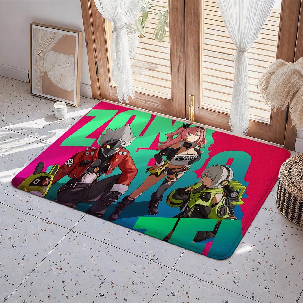 Game Zenless Zone Zero ZZZ Floor Mat Eco Flannel Doormat Non Slip Odorless Indoor Floor Rug Soft Short Plush Home Mat