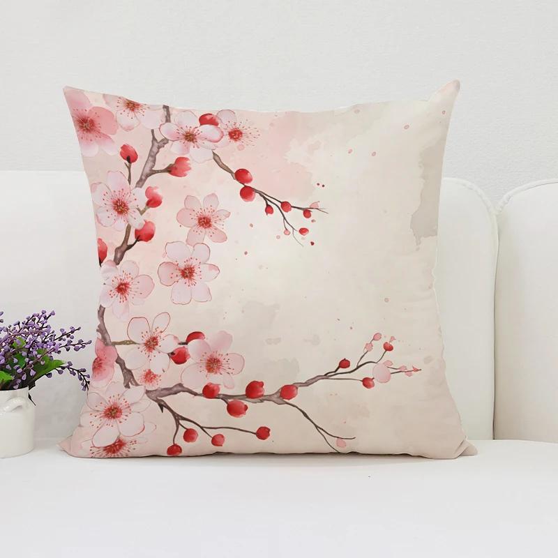 Japanese Cherry Blossom Cushion Cover Cushions Covers Pillow Covers Decorative Luxury Pillowcase Bed Pillowcases