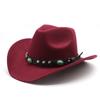 Classic Cowboy Hat Retro Jazz Hat Emerald Woolen Top Hat Felt Hat Retro Imitation Sheep Hat Cowboy Hat