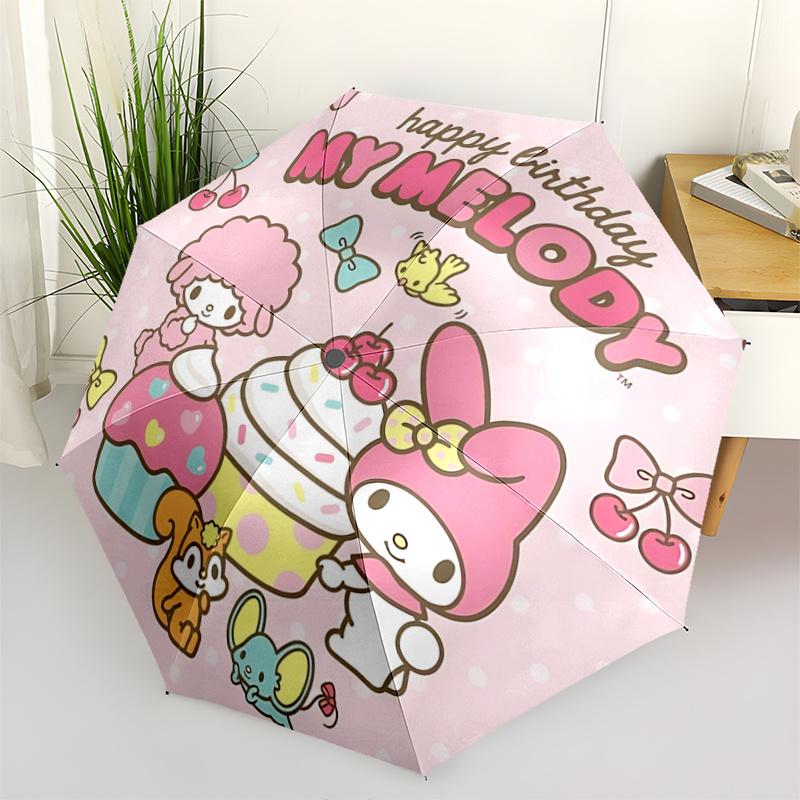1 шт. Автоматический складной зонт My Melody, Железный каркас, Для использования на улице, Идеальный подарок для фанатов, Путешественников, Для ежедневного использования.A050