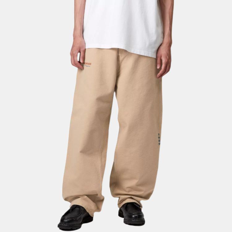 Carhartt WIP Одноколенные SS25 Прямые Свободный крой Застежка-молния Задний карман С узором Удобные Простые Повседневные брюки Мужские брюки I035560-07E-60