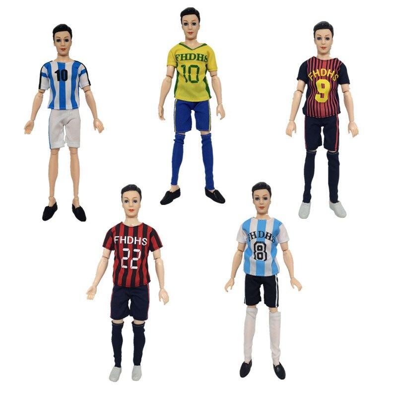 1 комплект, спортивная одежда для футбола 1/6, одежда для куклы Кена, одежда для мальчиков, топ, шорты, носки для бойфренда Барби, кукла Кена, мужские спортивные костюмы