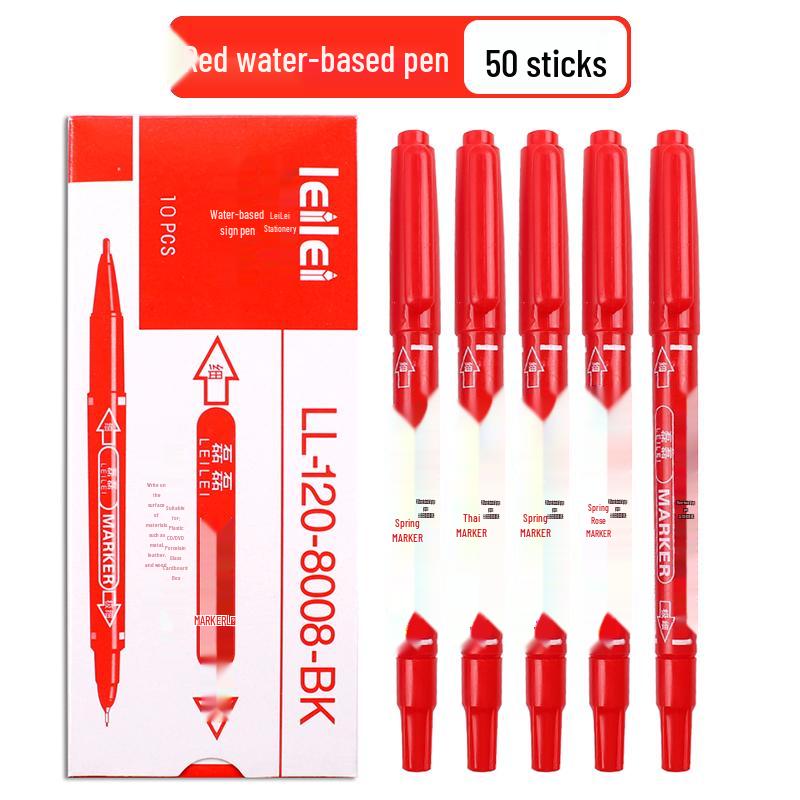 **Двусторонний детский маркер для рисования - Черный/Красный/Синий, Тонкий кончик, На водной основе**