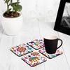 Set of 4 Tabletop Square Coasters Kitchen Table Wooden Decorative Items for Cups, Mugs, Cans, Glasses