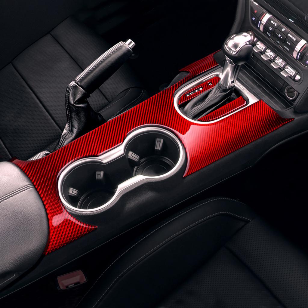 For Ford Mustang GT 2015 2016 2017 2018 Accessories Carbon Fiber Car Gear Shift Panel Sticker Interior Trim