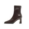 2024 New Vintage Brown Women Ankle Boots Elegant Square Toe Shoes Autumn Winter Thick Heel Women's Short Booties