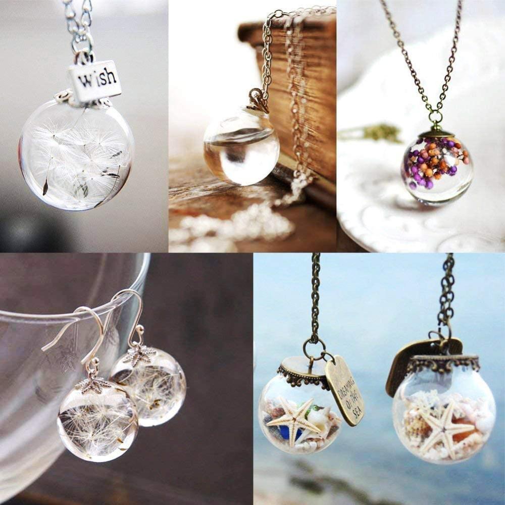 1 Set 30pcs DIY Pendant Making Kit, Round Mechanized Blown Glass Globe Beads, Clear Glass Globe Bottle Charms Pendants