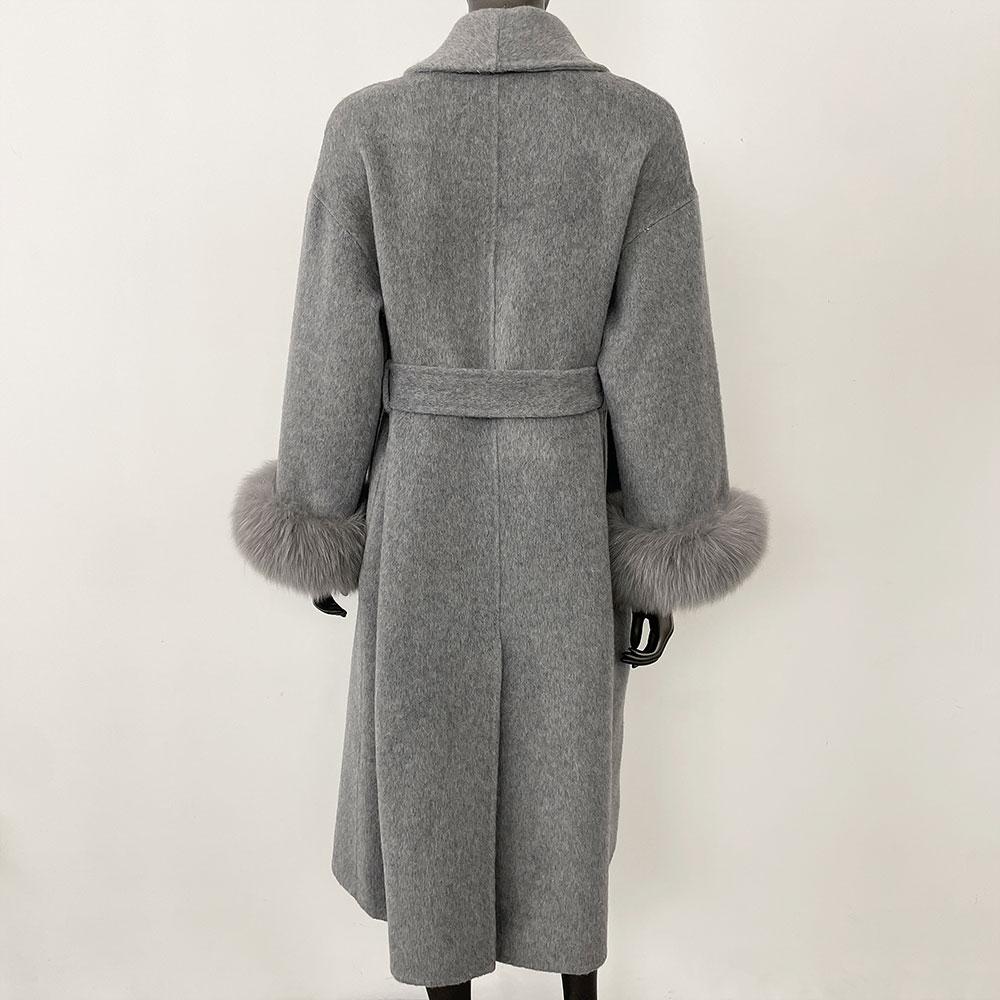 OFTBUY свободная куртка свободного покроя осень-зима для женщин из натурального лисьего меха с V-образным вырезом из шерстяных смесей, толстая теплая повседневная новая верхняя одежда