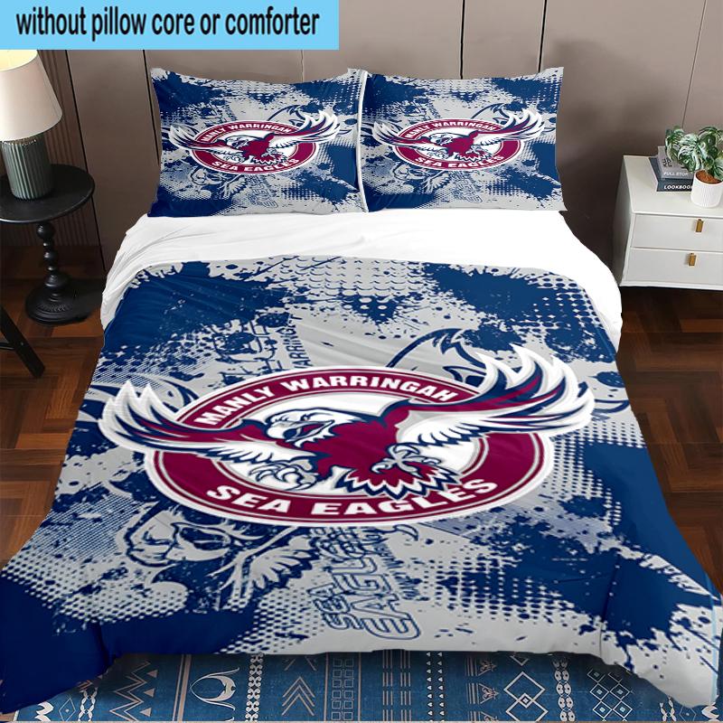 Manly Sea Eagles Crest 3PCS Bedding Set 2D Printing (Includes 1 Duvet Cover + 2 Pillowcases Coreless), Bedroom decor,Fan gift