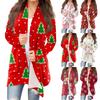 Women's Fashion Casual Christmas Printed Mid-Length Cardigan Jacket