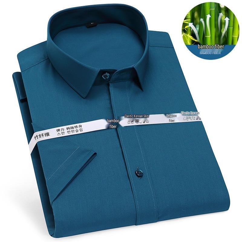 Golden Shield Men's Short Sleeve Bamboo Fiber Non-Iron Business Shirt