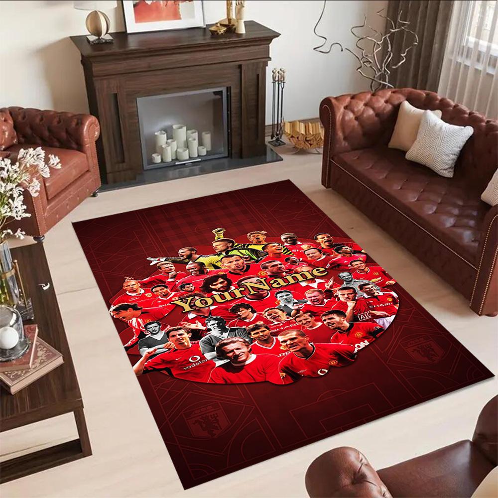 Manchester Customizable Name Floor Mat Perfect for Foyer Dormitory Playrooms Decorate room Anti-slip Rug Anime Office Decor Birthday/Christmas Gift
