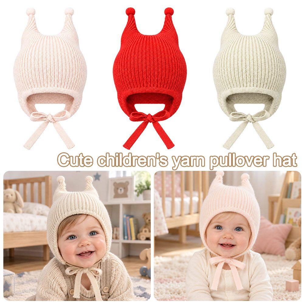 Warm Baby Knitted Hat Ear Protection Kids Pullover Hats New Infant Beanie Cap